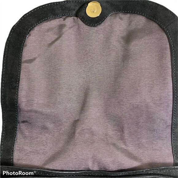 Elizabeth and James Zoe Croc‎ Embossed Leather Saddle Crossbody Bag Black - Picture 8 of 13